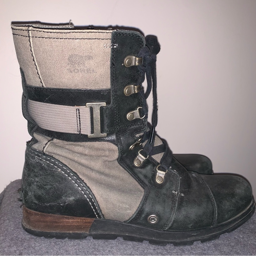 Sorel Major Carly Lace-Up Boots Black Grey 10 - Picture 10 of 11